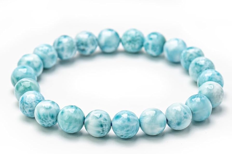 ラリマー クリスタル ブレスレット　ハンドメイド　水色濃いめで鮮やか ラリマー クリスタル ブレスレット ハンドメイド 水色濃いめで鮮やか