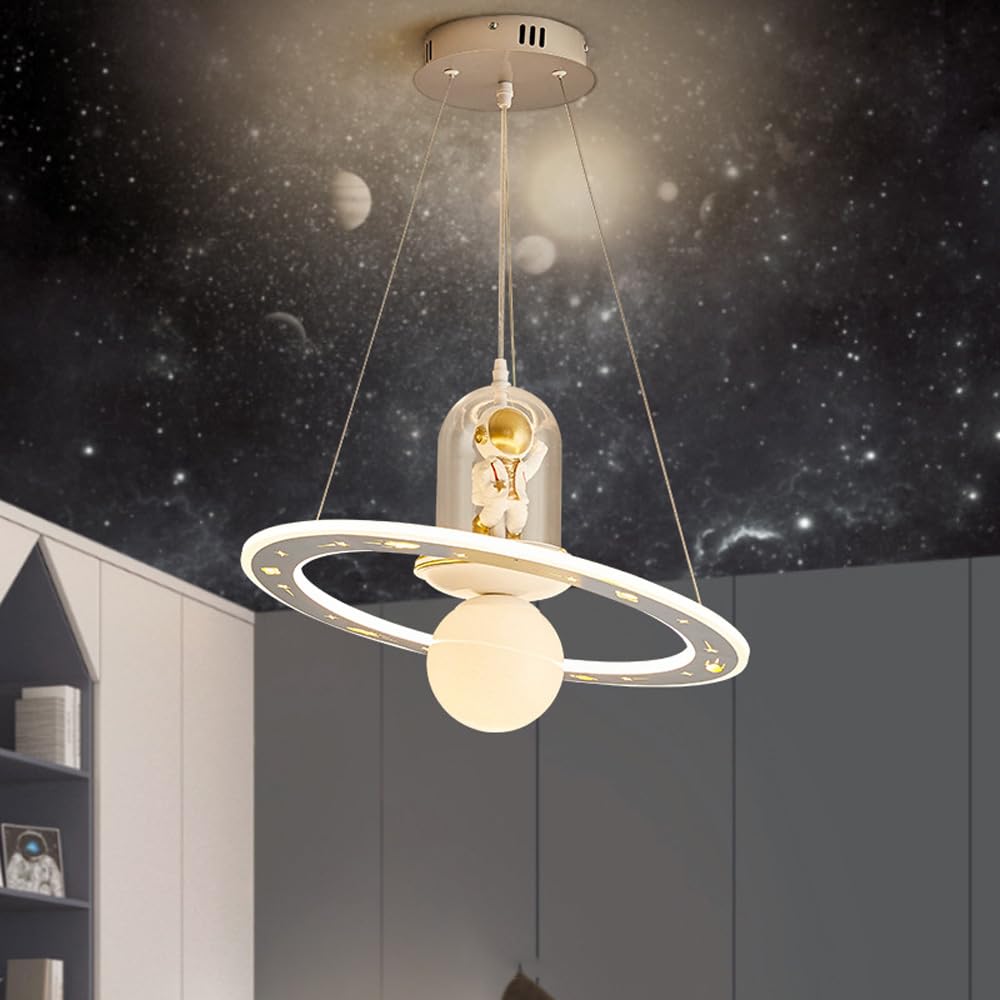 Plafonnier LED enfant astronaute design lune blanche 3000K-6000K