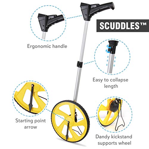 Scuddles Measuring Wheel Digital Display 12-Inch Can Measure Up To 10,000 Feet - Wheel Measure Perfect Surveying Tool For Distance Measurement - Rolling Precision Measuring Wheels (Telescoping)