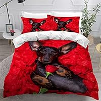 NUYSP Parure De Lit Cavalier Roi Charles Spaniel Housse De Couette 1 Personne 3 Pièces Set Chien Animal 3D Motif Housse De Couette 220x240 Avec