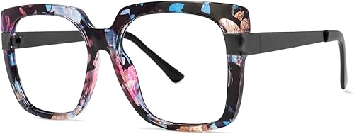 Miniatura 2 de Zeelool Gafas florales de gran tamaño cuadradas con bloqueo de luz azul para mujer, 100% protección UV400 Reeves ZOP02129