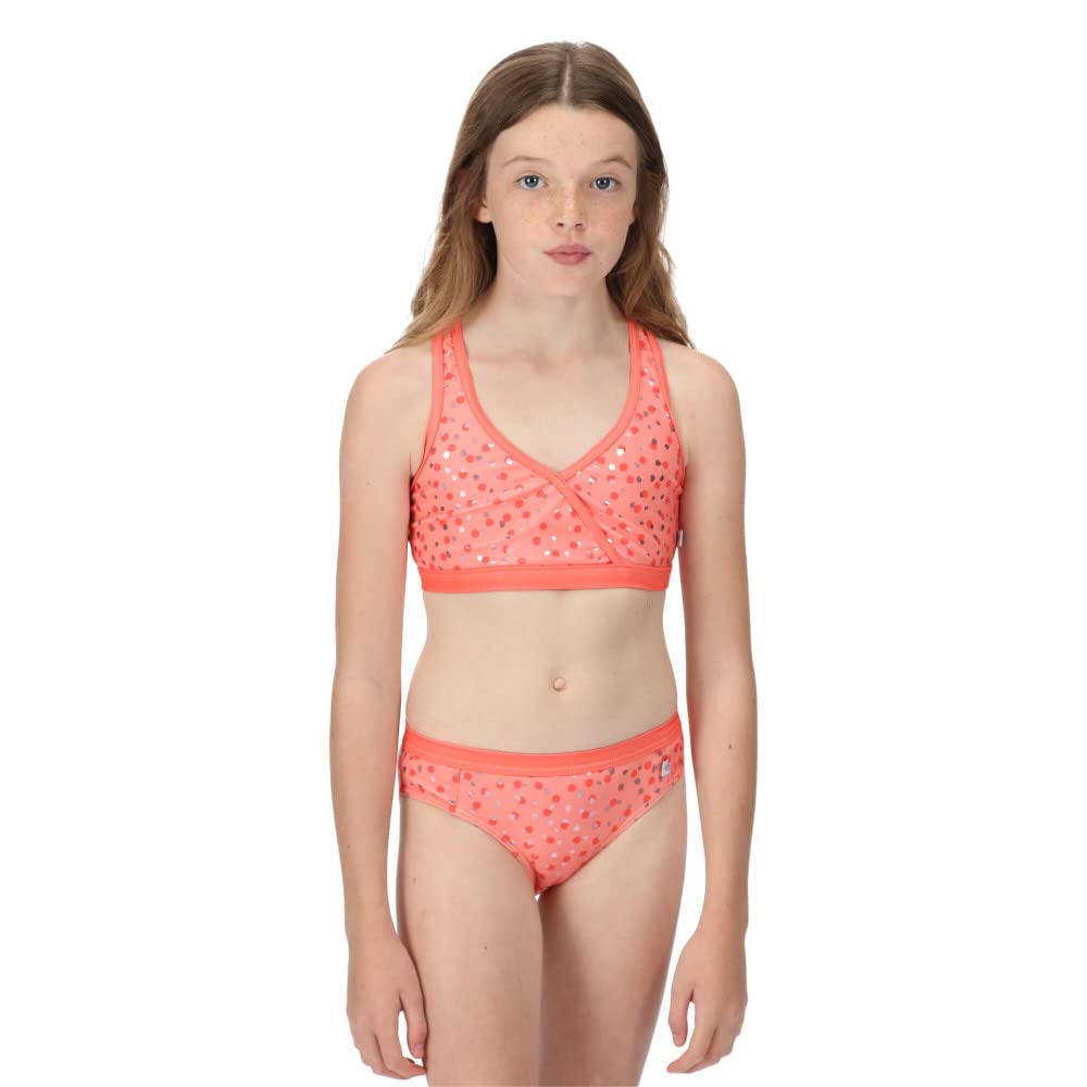 Regatta Hosanna Unisex Bikini Top, Fusion Coral Foil Dot, 11 Years