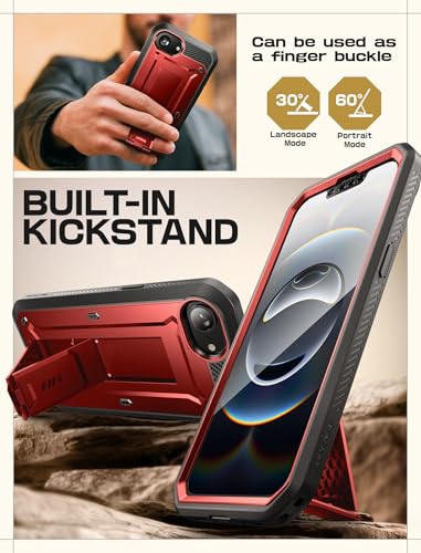 Image of SUPCASE for iPhone 16e Case with Screen Protector (Unicorn Beetle Pro), [Built-in Stand & Belt-Clip] [Military-Grade Protection] Full Body Phone Case for iPhone 16e 6.1'' 2025, Ruddy