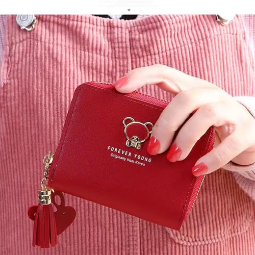 Women's Short Wallet - Cute Cartoon Bear Coin Purse with Zipper, Compact Credit Card Holder, Small Wallet for Cash & Cards3
