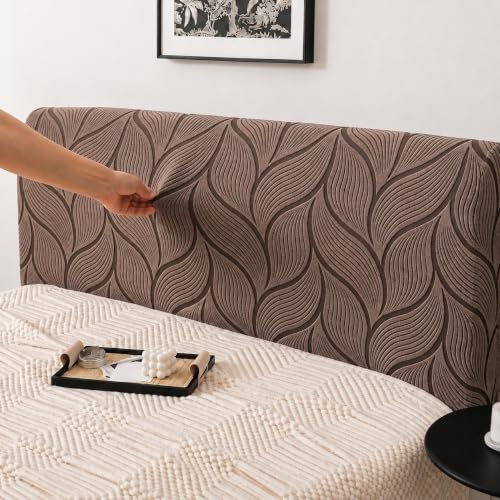Image of HOMETHREADS Stretchable Velvet Headboard Cover | Soft, Dust-Proof & Wrinkle-Resistant Bed Back Protector | Fits Leather, Wooden & Fabric Bedsides | for 6ft to 6.5ft Beds (Coffee Brown, 178x65Cm)