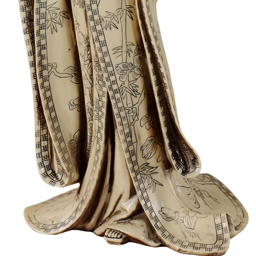 Figura Decorativa Geisha de Resina Beige y Negro 17.5 pulg miniatura 5