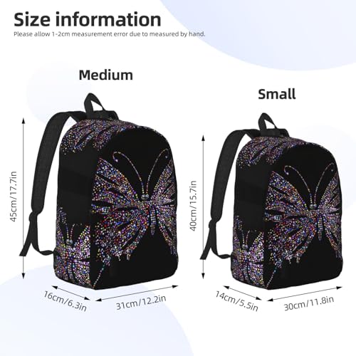 Sac à dos de voyage papillon et strass grand format design mixte - 4