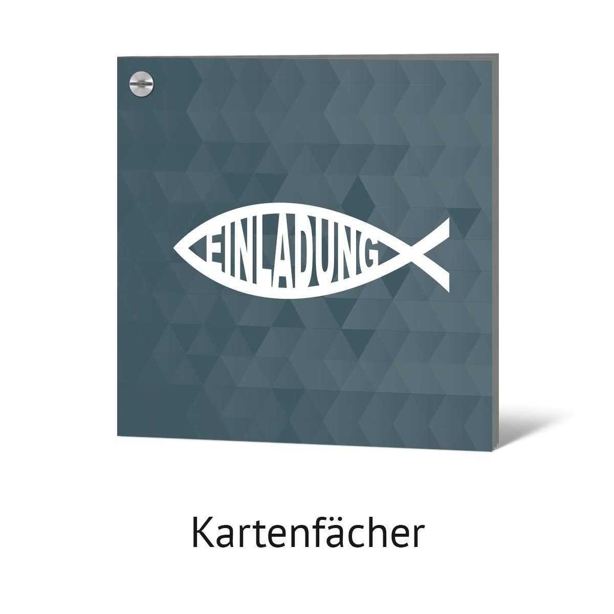 20 x Fächerkarten Kommunion Einladungskarten individuelle Einladungen Quadrat 148x148mm - Moderner Jesus Fisch