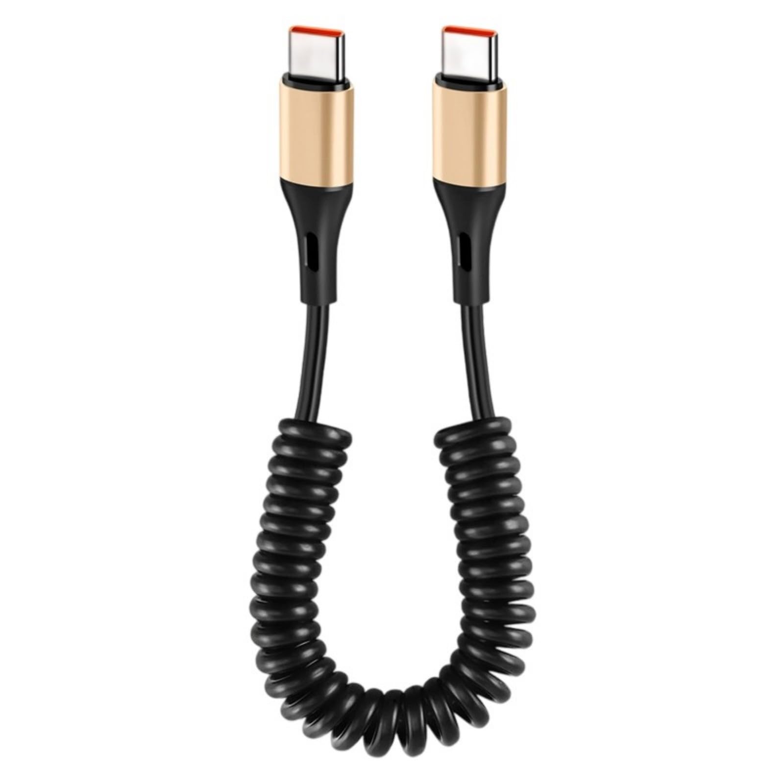 APGLSXY Adjsutable Spring Coiled Charging Cable 240W Fast Charging Double Type C Connector Wire for Wide Device Compatibility Data Transfer Cable