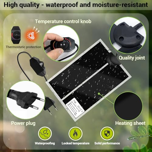 SMD35 heizmatte Terrarium heizmatte mit Thermostat, Terrarium Heat Mat für Pflanzen/amphibischer/Terrarium/Reptilien heizmatte wasserdicht, Sicher und langlebig mit zum Schutz von Haustieren (5W)