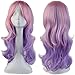 Produktbild TESS Cosplay Perücke Ombre Lang Wig Kunsthaar Party Karneval Peruecke günstig Wigs 60cm Lila/Rosa