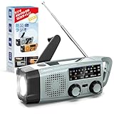 【防災士推奨】Greeshow 防災ラジオ 多機能 懐中電灯 FM/AM/SW 高感度受信 3Way充電 手回し充電 ソーラー充電 2000mAh スマホ充電可能 SOSアラート LEDライト 災害/緊急用 小型 軽量 台風 地震 津波 アウトドア キャンプ IPX3防水 XLN-383 グレー