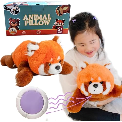 Snugglekid Red Panda Sensory Weighted Vibrating Pillow, Pressure Activated for Kids Adults, Weighted Plush Pillow – Soft Weighted Stuffed Animal, 11x20, Cuddly Plush Toy