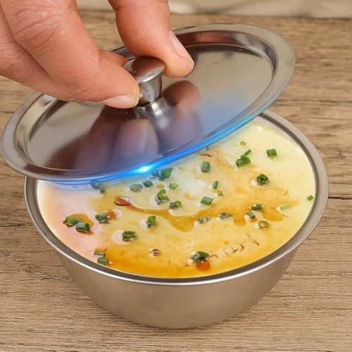 Tazón de acero inoxidable 304 con tapa para cocina miniatura 1