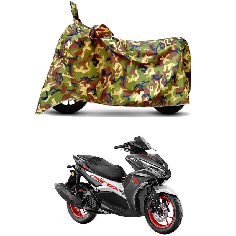 Image of Waterproof 100% PVC Coated Bike Scooty Two Wheeler Body Cover Compatible for Yamaha Aerox 155 MotoGP /UV-Rays /Heat Protection /Birds Dropping /Scratchproof /Dust Proof /All [6X6 Jungle Print]