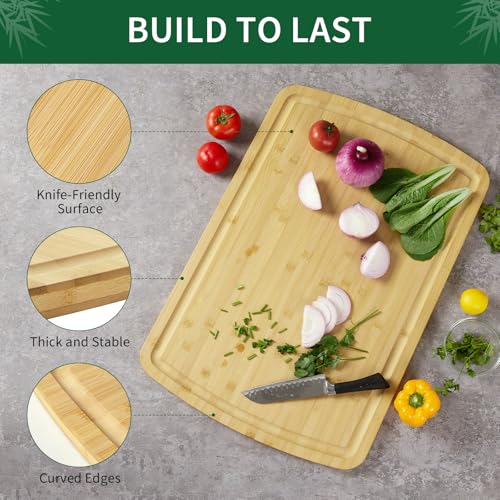 GarveeHome Extra Large Bamboo Cutting Board, 30.1 x 20 Inch Wooden Chopping Board for Kitchen, Butcher Block with Juice Groove and Handles, Stove Top Cover, Over Sink Noodle Board