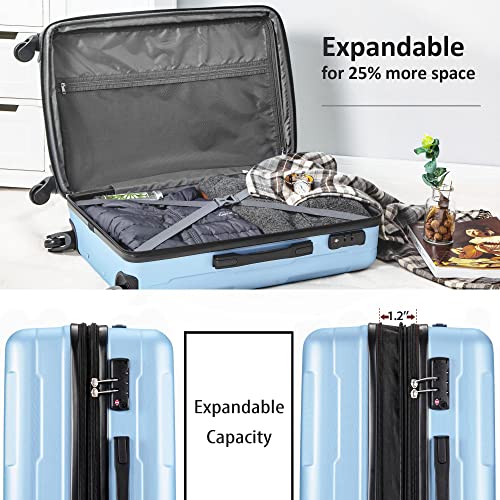 Expanable Spinner Wheel 2 Piece Luggage Set ABS Lightweight Suitcase with TSA Lock 20inch+28inch3