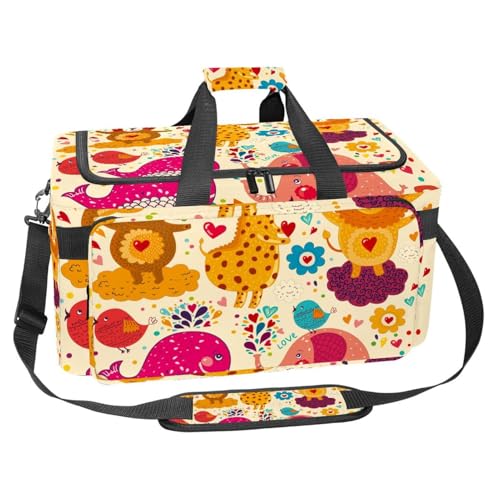 Sac de sport 30L lama et cactus multicolore pour fitness et voyage de 25x48x26cm avec organiseur