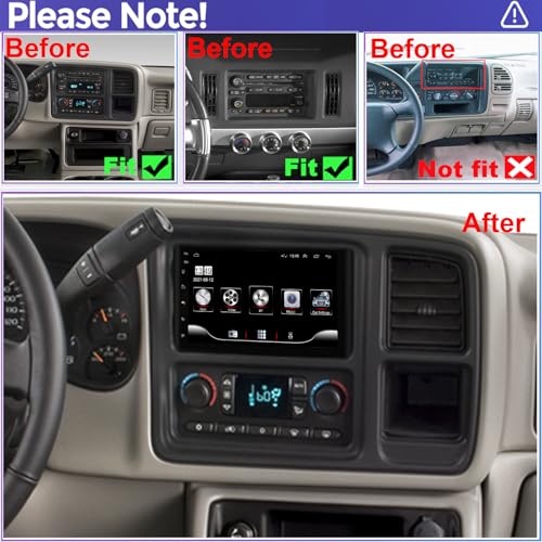 QLED Radio for Chevy Chevrolet Silverado SSR Tahoe 2003-2006,GMC Siera Yukon 2003-2006,Hummer H2 2003-2007,CarPlay Android Auto Ready,Steering Wheel Control,Free Back Camera