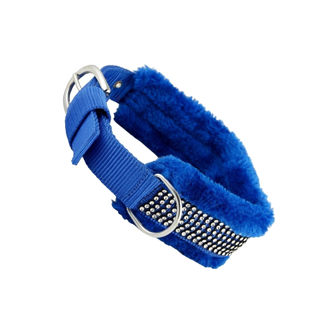 Pawxie Dog Nylon Fur Collar, Adjustable Size and Soft Padded Dog Neck Belt for 14-23 Kg Pet (Blue, Medium),15 Cm,5 Cm