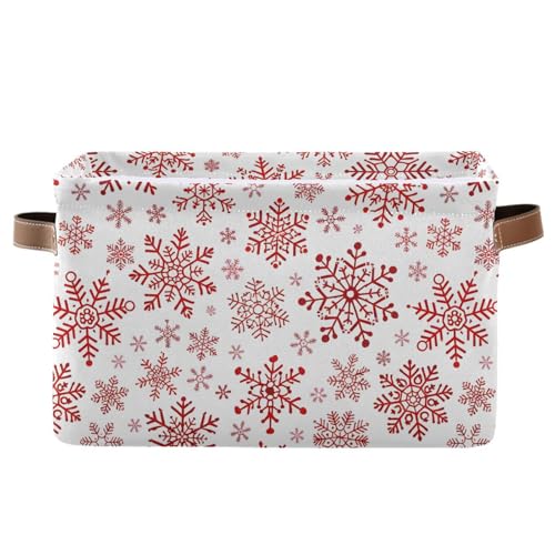 senya Christmas Basket, Large Foldable Storage Basket with Handles Christmas Snowflakes Fabric Collapsible Storage Bins Organizer Bag
