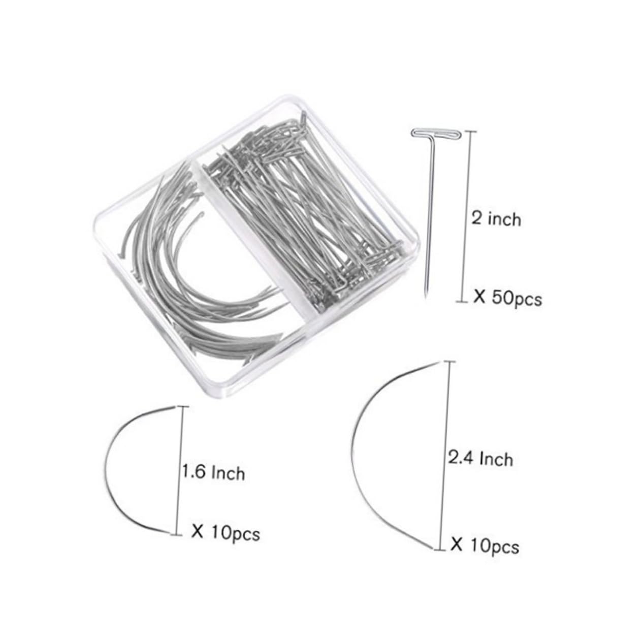 HOODANCOS Wig Model T-pin Curved Upholstery Needles 70pcs T-pins Wig Handmade Boxed 2.5 3 Inches Fashion Sewing