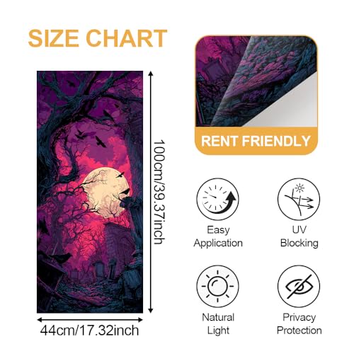 Vinilo decorativo para ventana bosque espeluznante 17.3 x 39.3 in miniatura 5