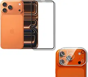Película De Vidro 3D Tela Toda Para iPhone + Película Lente de Câmera (iPhone 17 Pro Max)