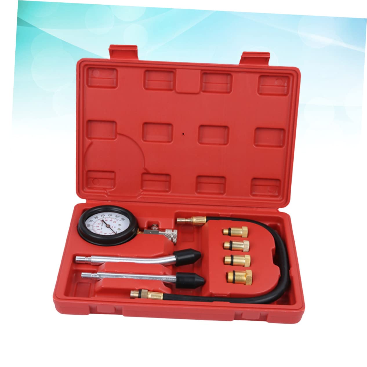 Compression Tester Multifunzione per Auto e Moto, Set 1 Pezzo | Metallo, Attacco Rapido, Valigetta Sagomata Cono in Gomma, Diagnostica in Garage per Motori a Benzina