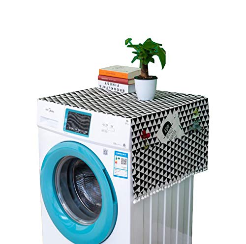 Fridge Dust Proof Cover Multi-Purpose Washing Machine Top Cover with Refrigerator Storage Organizer Bags Washing Machine Fridge Dust Proof Cover Multi-Purpose 21.65 x 51.18 inch(Black Triangle)