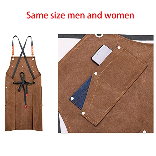 FYYYY Delantal Cocina, Delantal con Espalda Cruzada para Hombres Y Mujeres con Correas Ajustables Y Bolsillos Grandes… - Imagen 5