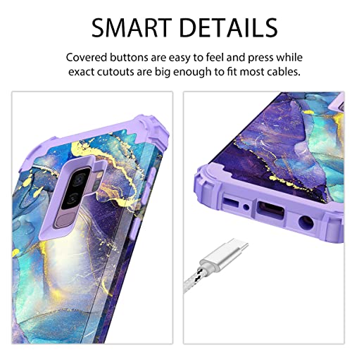 Rancase For Galaxy S9 Plus Case,Three Layer Heavy Duty Shockproof Protection Hard Plastic Bumper +Soft Silicone Rubber Protective Case For Samsung Galaxy S9 Plus,Purple #TOP7