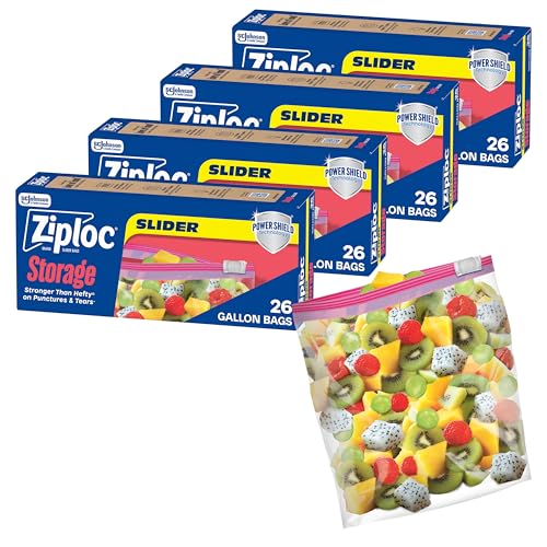 Ziploc Gallon Food Storage Slider Bags, Power...