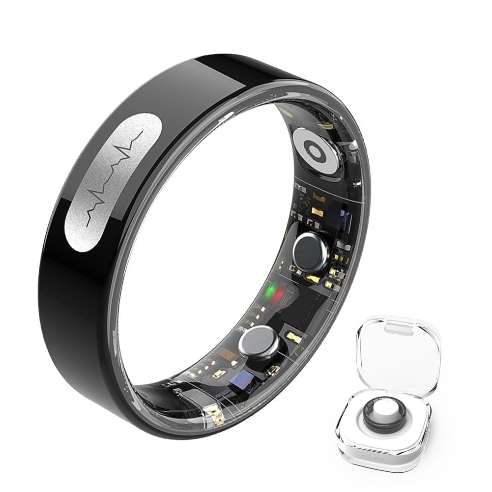 Hgtrh Men's Colour Smart Ring For And Wo, Smart Ring Sleep Monitoring Ecg Blood Pressure Heart Rate Step Counting 5Atm+Ip68 8#