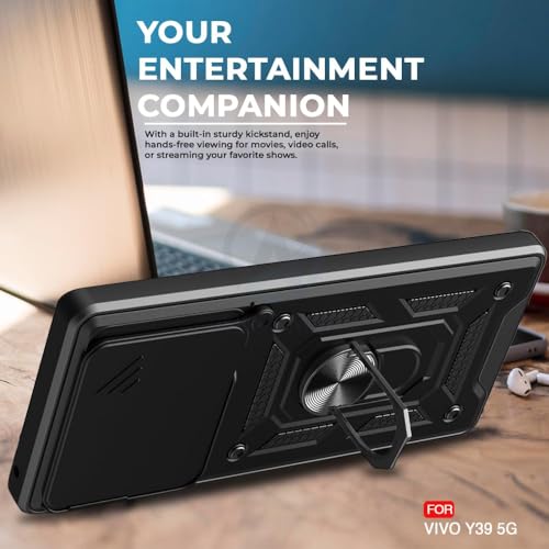 Image of AIBEX Back Cover for Vivo Y39 5G | D10 Tough Armor Case | Sliding Camera Shield | 360 Protection | Kickstand Ring Holder | Military-Grade Shockproof Bumper Case