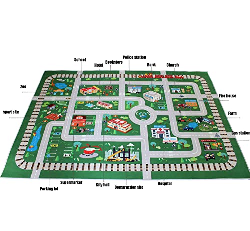 Kids Rug,Playroom Car Rug Play Mat,City Life Road Rug For Cars,Fun City Map For Track Toys,Carpet For Bedroom Boys (6'7"X4'7") #TOP1