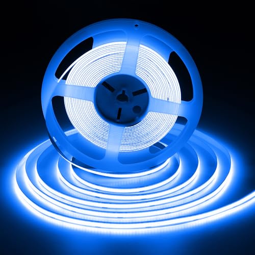 ShineBurky 10M Blue COB Strip Light, 24V High Bright Cuttable Tape Lights, CRI93+ Flexible Self Adhesive Lights for Boys Gaming Room Monitor Bedroom TV Backlight Bar Wine Fridge DIY Lighting (No Plug)