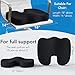 Seat Cushion & Lumbar Support Pillow for Office Chair, Car, Wheelchair Memory Foam Desk Chair Cushion for Sciatica, Lower Back & Tailbone Pain Relief Desk Pad with Adjustable Strap 3D Washable Cover