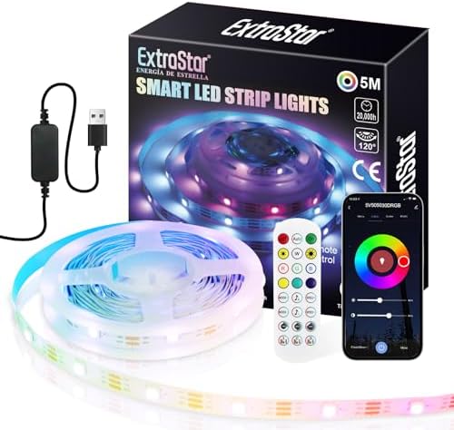 EXTRASTAR Tira LED de 5 m, luces LED para dor...