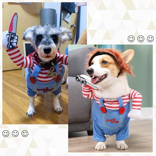 1 vêtement mortel pour chien, perruque et costume d'Halloween pour animal de compagnie, jeu de rôle, vêtements effrayants amusants pour animaux de compagnie – Image 6