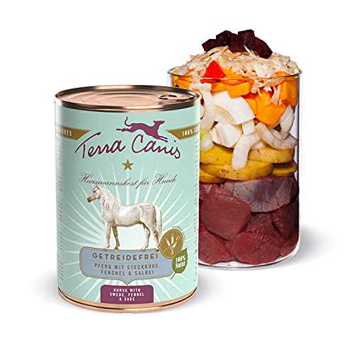 Terra Canis Cavallo, rutabaga, finocchio & salvia - Alimento umido Grain-Free, 400g I Alimento premium per cani con ingredienti di autentica qualità human-grade al 100% I Gluten-free