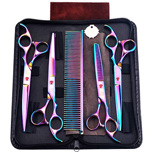 HKOW Professional Pet Grooming Scissor 7.0inch Stainless Steel Dog Grooming Scissor Kit Dog