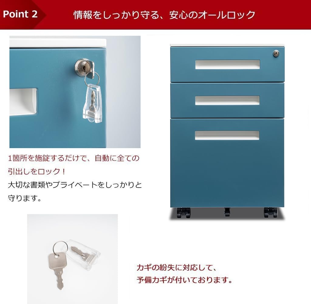 Amazon.co.jp: デスクワゴン 鍵付きキャビネット デスクワゴン