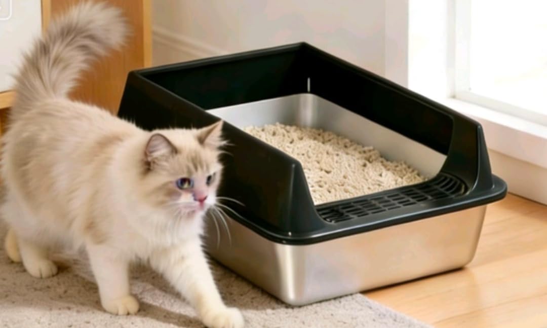 XL Stainless Steel Litter Box - High-Sided Metal Litter Box for Big Cats - Easy to Clean, Rust-Resistant, and Durable - Never Absorbs Odors - 23.6 x 15.8 x 7.5 in - image 2