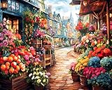 Camocin Art Malen nach Zahlen Erwachsene, Blumenhändler Malen nach Zahlen Erwachsene leinwand Set, DIY Blumen Paint by Numbers für Home Decor, Ohne Rahmen 40x50cm