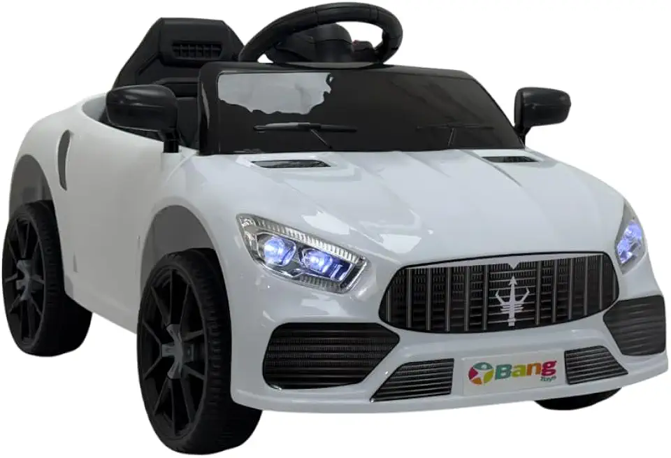 Bang Toys - Carrinho Elétrico Infantil Striker X10 12V - com Luzes de LED, Sons, Entrada USB/MP3, Bluetooth, Controle Remoto - Suporta até 30kg - Cor Branco