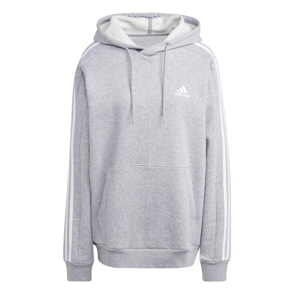 Men's Essentials Fleece 3-Stripes Pullover Hoodie Sweatshirt