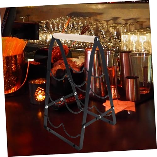 Soporte para botellas de vino plegable de hierro y madera miniatura 5