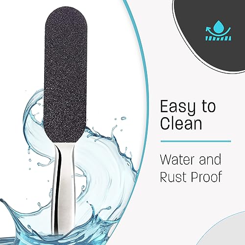 Professional Pedicure Foot File - Stainless Steel Foot File | Double Sided Food Scrubber | 8.25” L | Works with Pedicure File Refills | Heel File for Foot Pedicure Kit - Image 5
