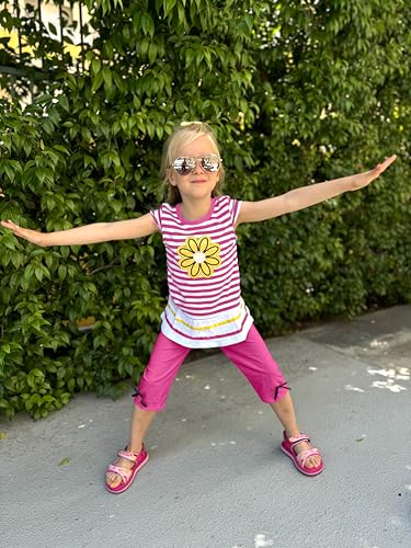 Image of LUKYCILD Baby Girls Summer Clothes Casual Clothing Suit Short Sleeve Striped T-Shirt +Pants